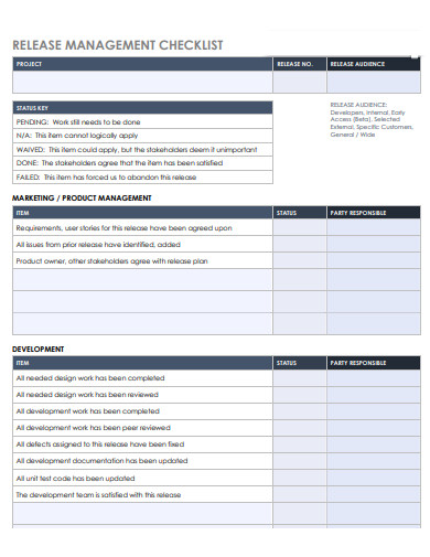 release management checklist
