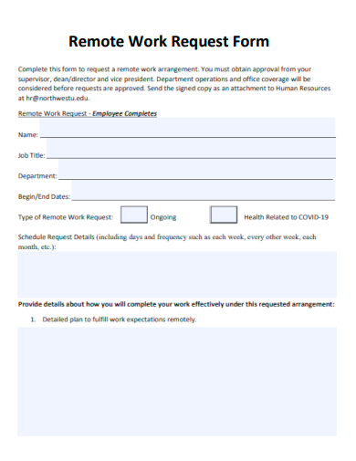remote work request form