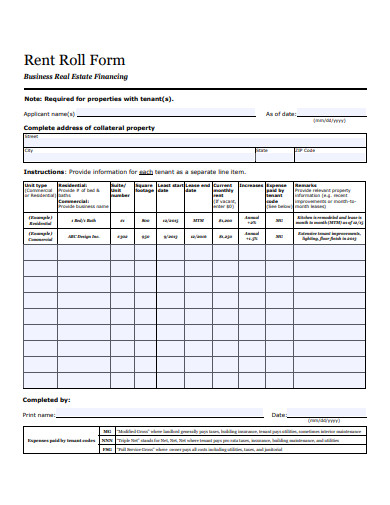 rent roll form