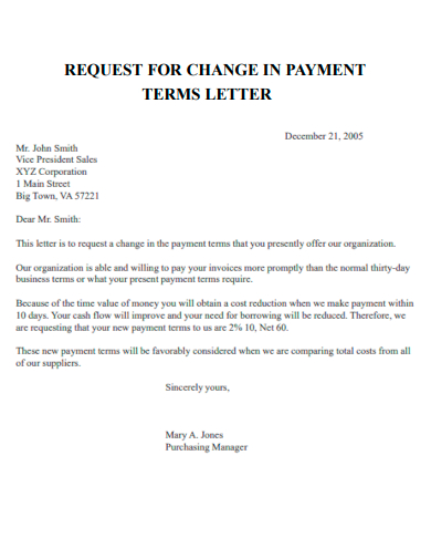 request for change in payment terms letter