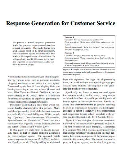 response generation for customer service