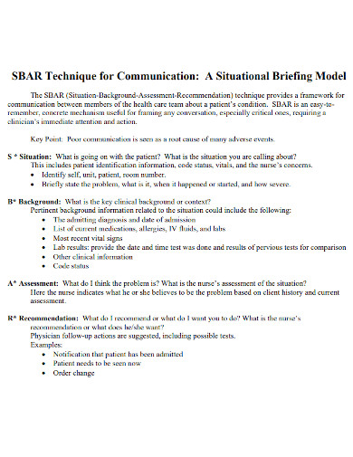 sbar technique for communication
