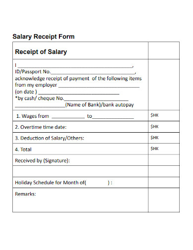 salary receipt form