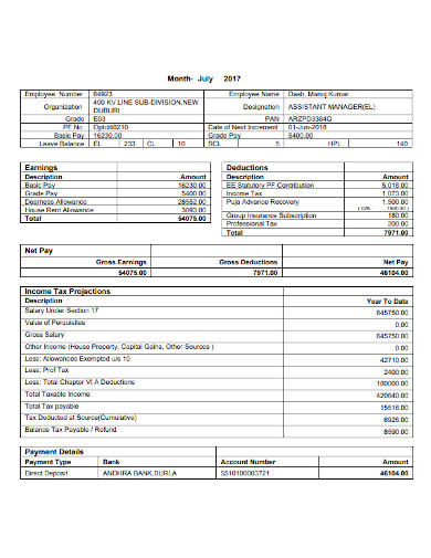 salary receipt in pdf