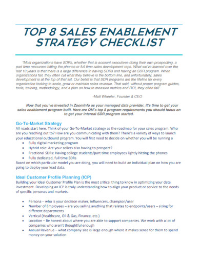 sales enablement strategy checklist