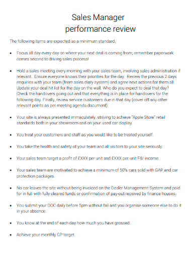 sales manager performance review