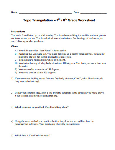 sample 8th grade worksheet