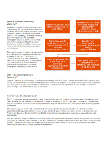 sample business continuity plan template 