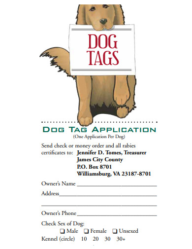 sample dog tag application