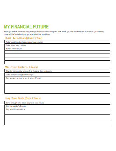 sample financial planning