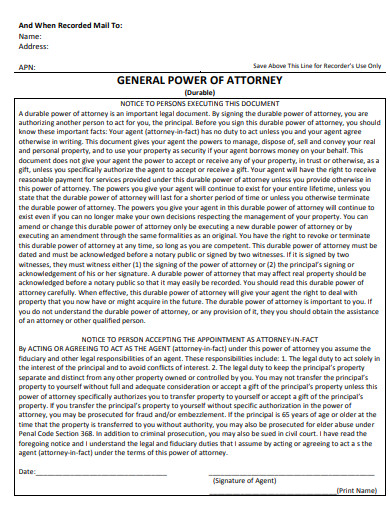 sample general power of attorney