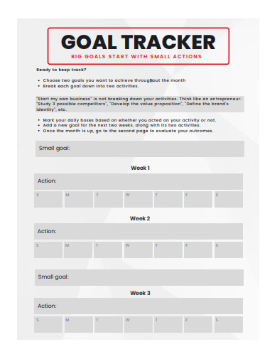 sample goal tracker