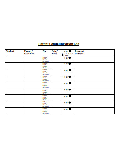 sample parent communication log