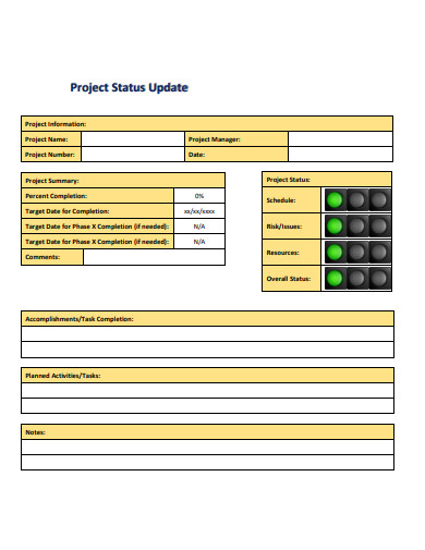 sample project status and update