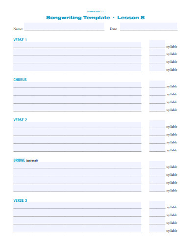 FREE 10 Song Writing Samples In PDF MS Word
