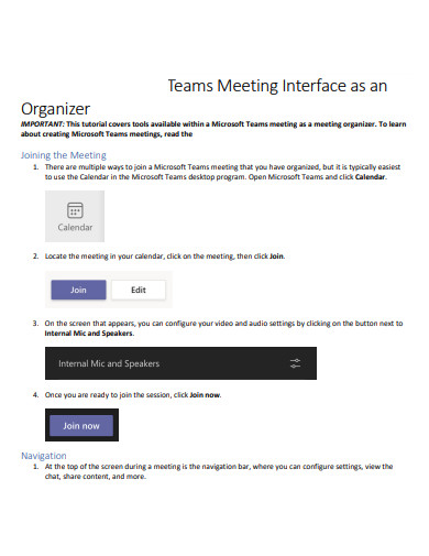 sample team meeting organizer
