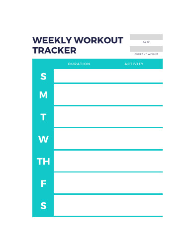 sample weekly workout tracker