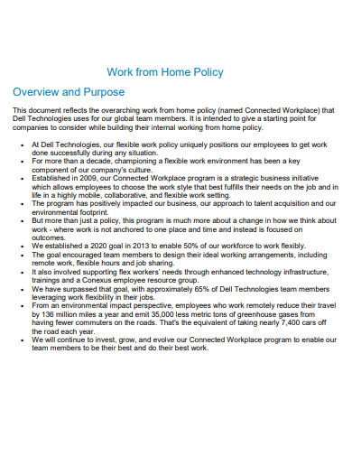 sample work from home policy