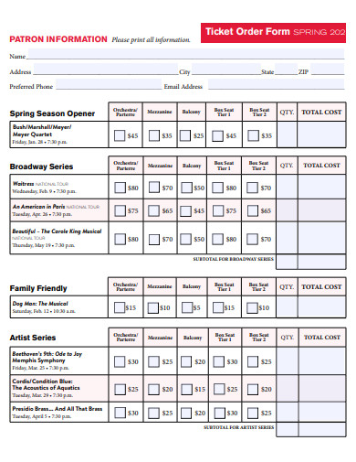 season ticket order form