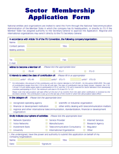 sector membership application form