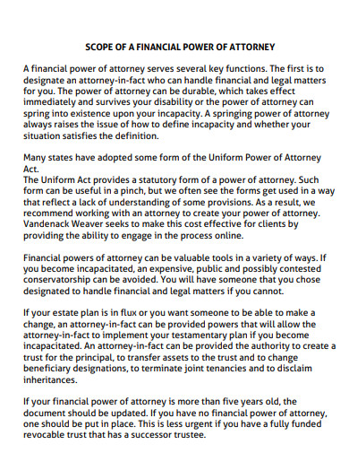 simple financial power of attorney