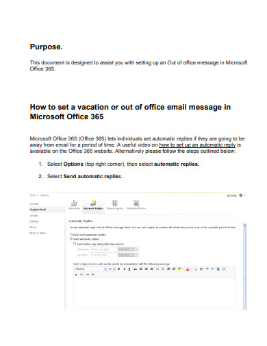 simple out of office email