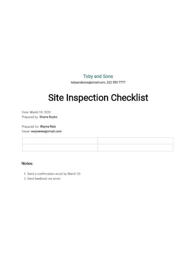 site inspection checklist