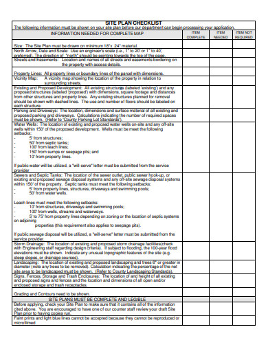 site plan checklist