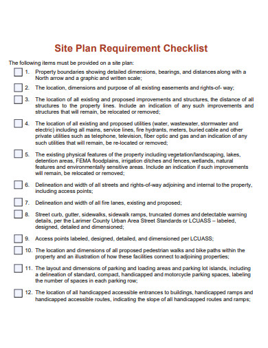 site plan requirement checklist