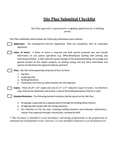 site plan submittal checklist