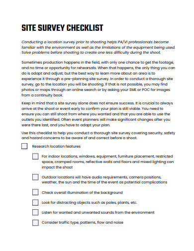 site survey checklist