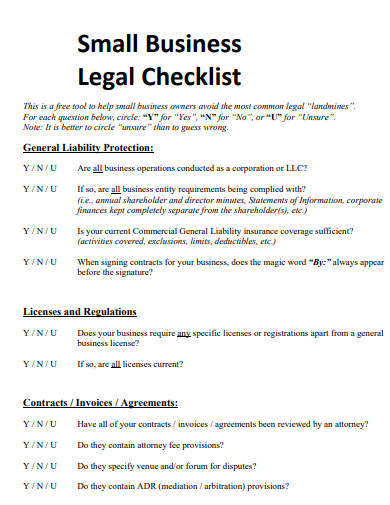 small business legal checklist
