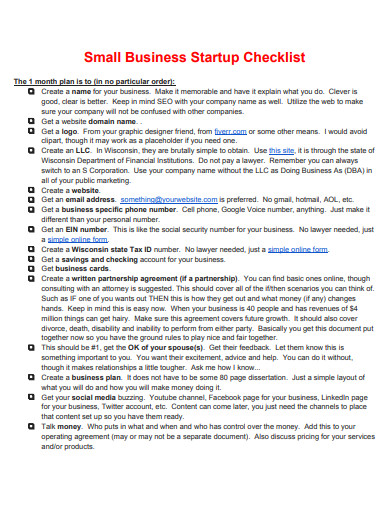 small business startup checklist