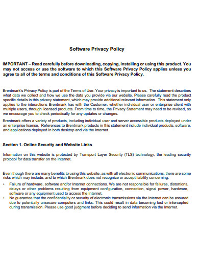 software privacy policy 