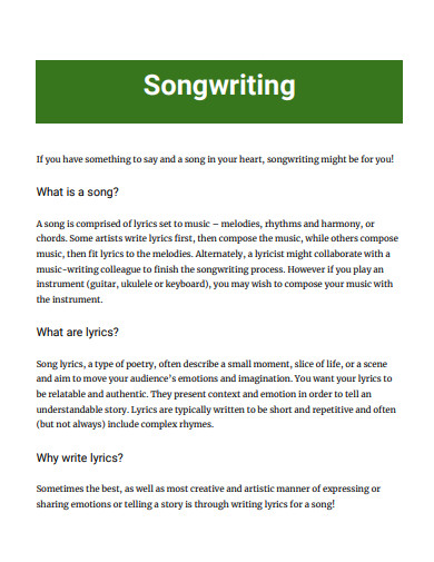 song writing example