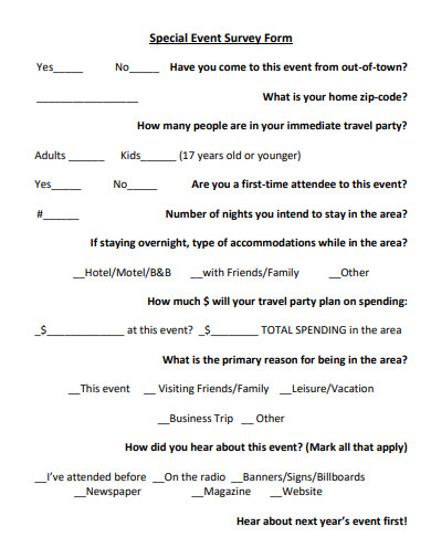 special event survey form 