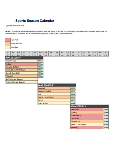 sports season calendar