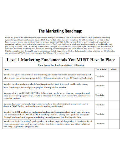 standard marketing roadmap