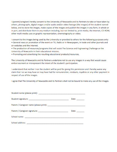 standard media release consent form
