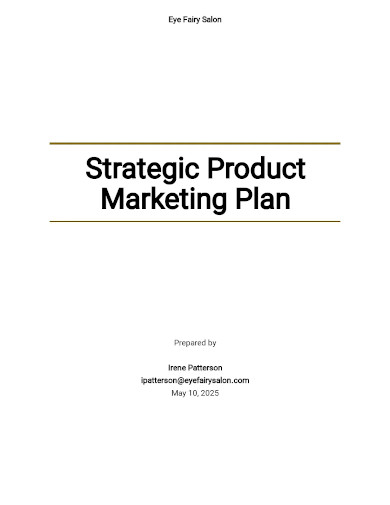 strategic product marketing plan