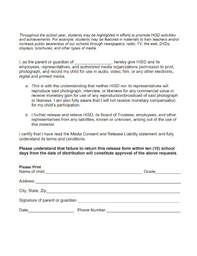 student media consent and release form