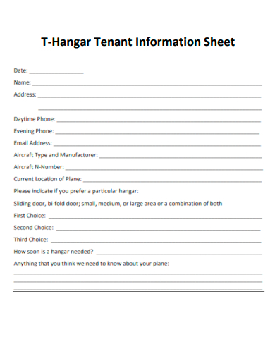 t hangar tenant information sheet