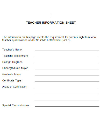 teacher information sheet in doc
