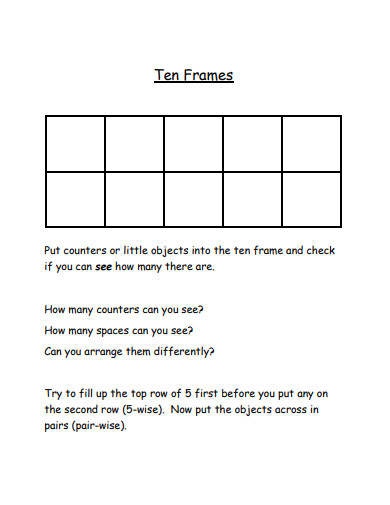 ten frame worksheet format