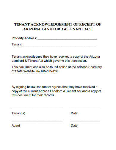 tenant acknowledgment receipt