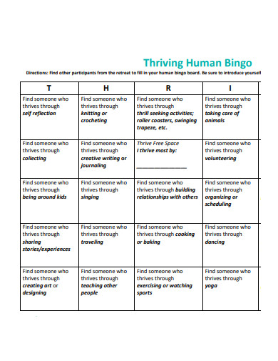 thriving human bingo