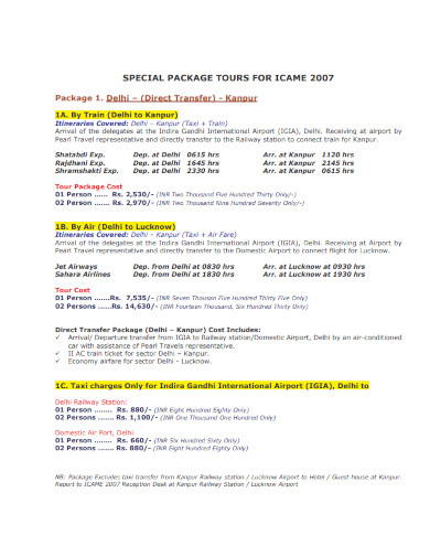 tour package booking form
