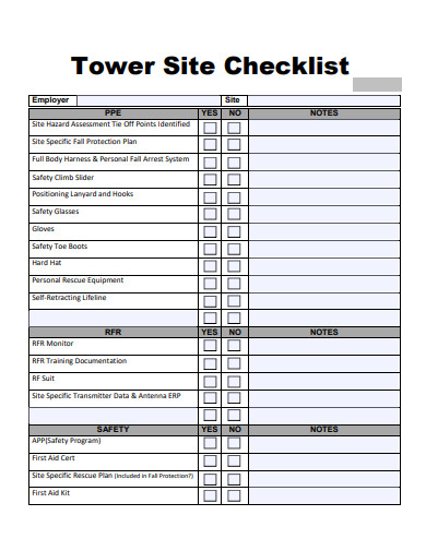 tower site checklist