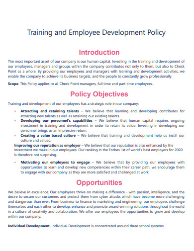 training and employee development policy 