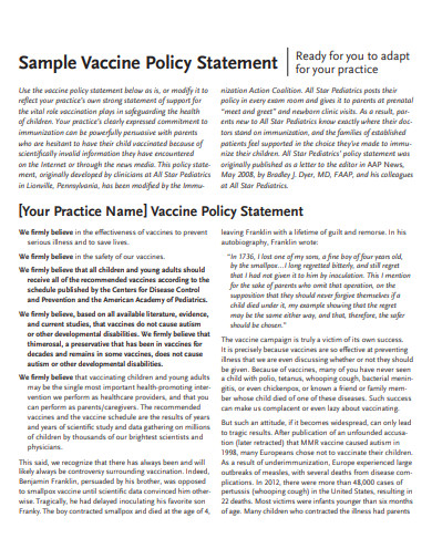 vaccine policy statement